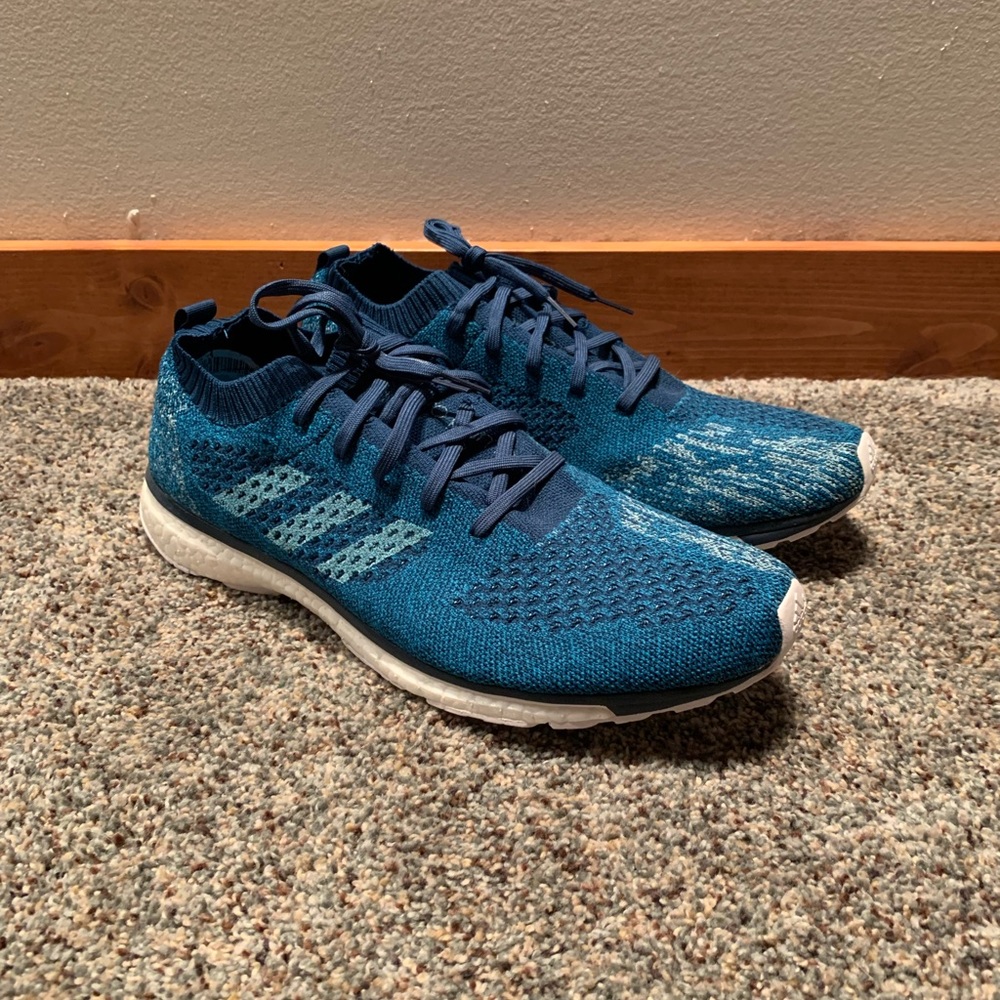 adidas x Parley, adizero prime, men’s size 11D, NWT, made of recycled plastics.